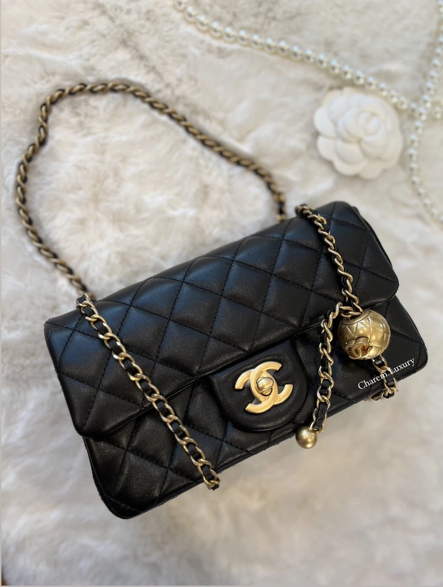 chanel gold ball chain bag