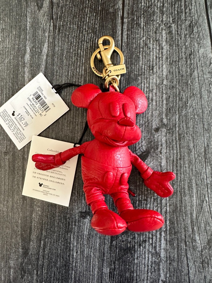 Disney X Coach Red Leather Mickey Mouse Collectible Bag Charm Key