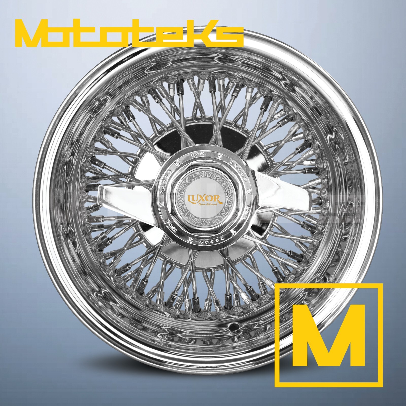 14X7 LUXOR WIRE WHEELS 72 CROSS REV RIM CHROME SINGLE 1 PIECE WHEEL SET ...