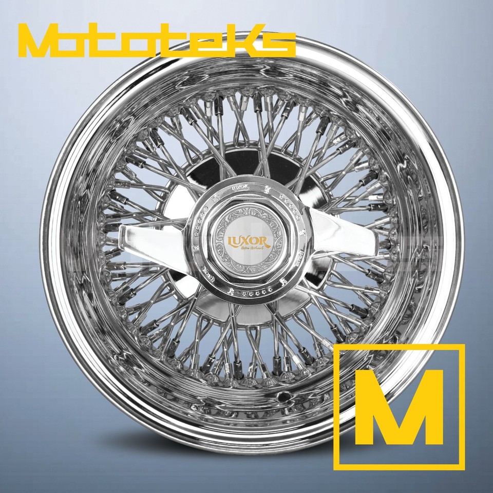 14X7 LUXOR WIRE WHEELS 72 CROSS REV RIM CHROME SINGLE 1 PIECE WHEEL SET ...