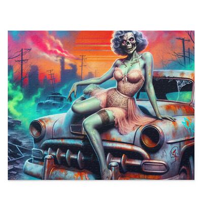 Puzzle 500-Piece Post Apocalyptic Pin Up Ghoul Cars Zombie Girl Retro NEW game