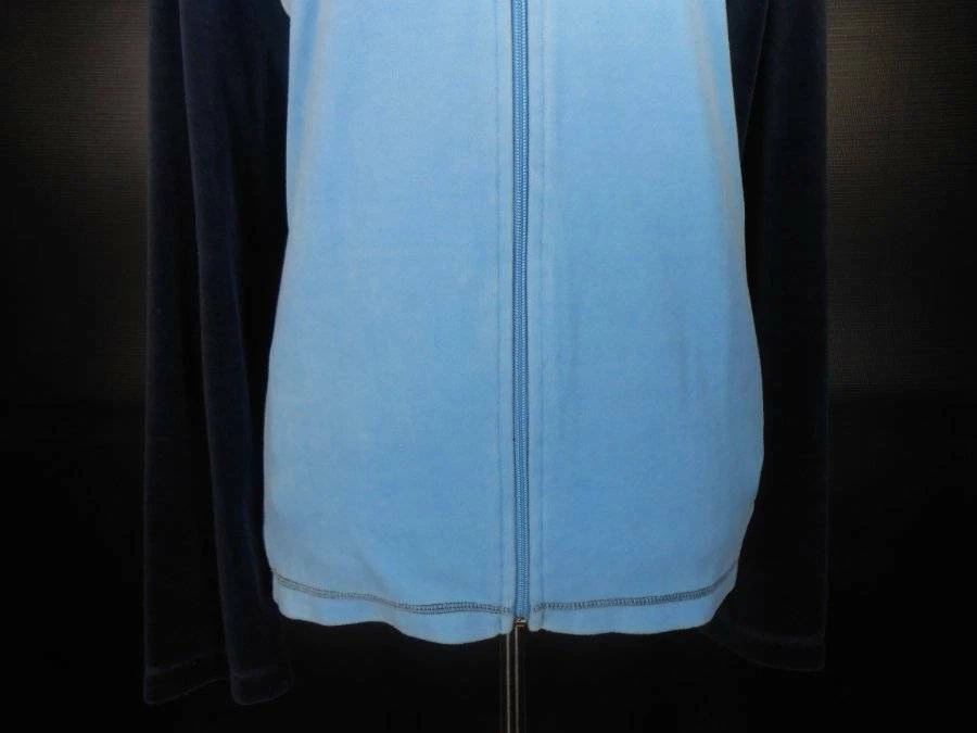 Beautiful Women's XL Sag Harbor Blue Velvet Exterior LS Zipper Warm-Up Jacket - Image 3 of 4