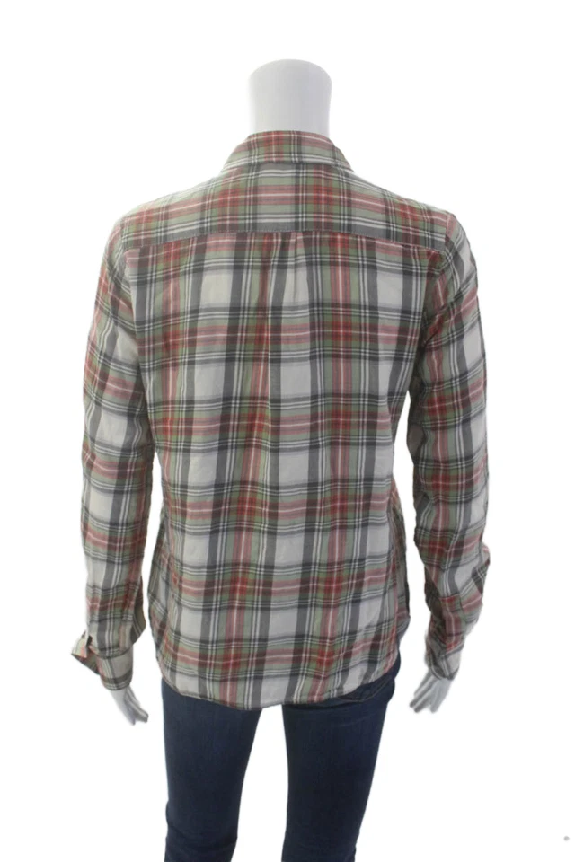 Женская хлопковая клетчатая рубашка Steven Alan с длинным рукавом на пуговицах многоцветная размер M - Изображение 3 из 4