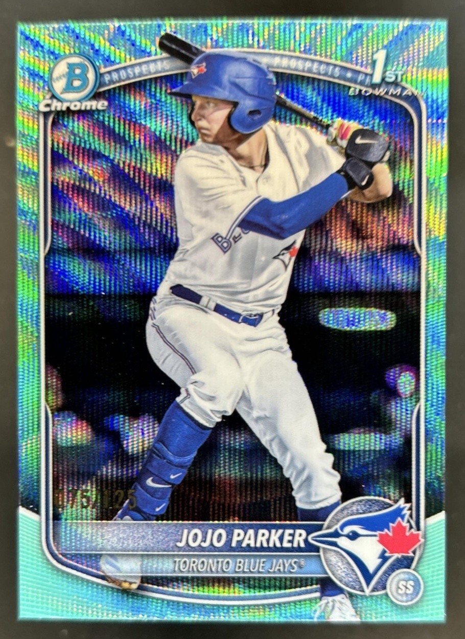 2025 Bowman Draft JoJo Parker Chrome Aqua Wave Refractor 1st #/125 Blue Jays