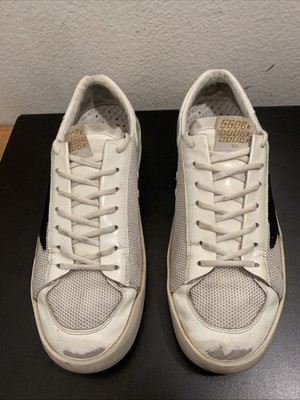 GOLDEN GOOSE Stardan Low-Top Sneaker White Mesh & Leather Gold