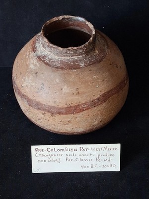 Authentic Pre-Columbian W. Mexico Clay Pot Bowl Vessel Pre-Classic 200AD 6'' x 5''