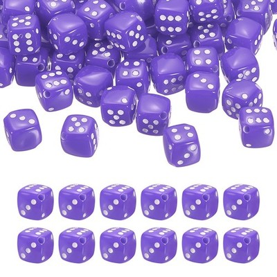 100Pcs Acrylic Dice Bead, 10mm/0.4'' Cube Dice Charm Beads, Solid Light Purple