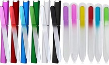 12 Pack Glass Nail File Double Sided Crystal Fingernail File with Case for Gift