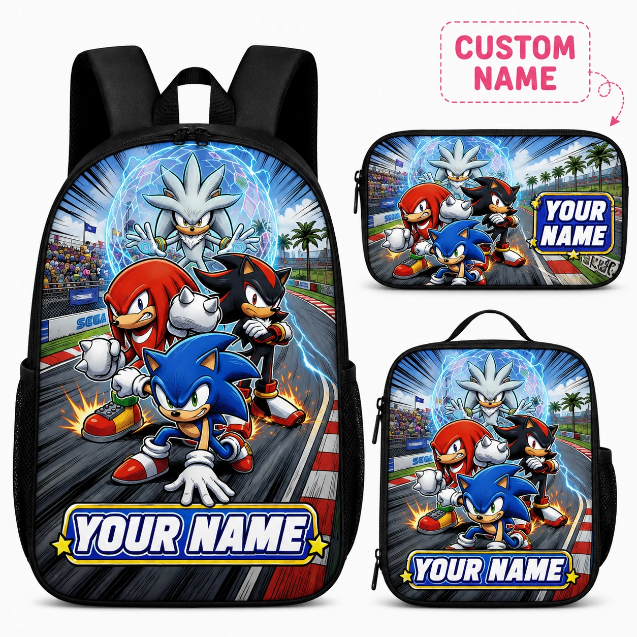 Personalized Kids Backpack Lunch Bag Pencil Case 3PC School Set Custom Name