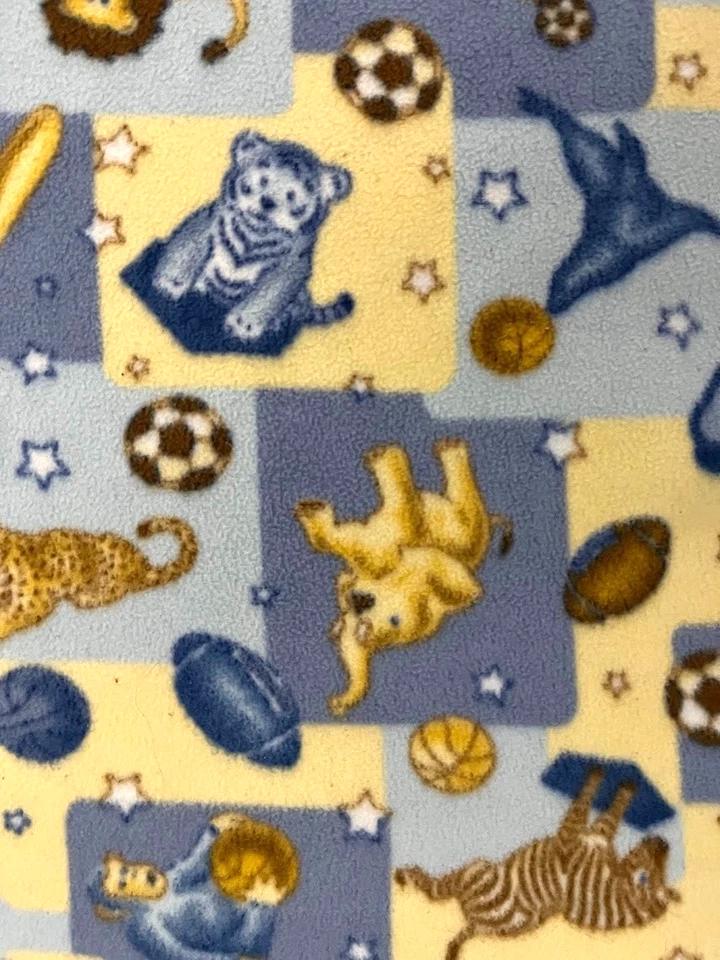 Manta de bebé polar azul amarillo animal deportivo león delgado jirafa perro foca estrella Foto 2 de 3