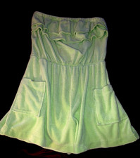 Light Mint Green Vtg 1980s Terry Towel Cloth ROMPER 1 pc Short Shorts Ruffle M