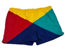 Vintage 90's Basics Swim Shorts Men's Medium Multicolor Lined Trunks Color Block