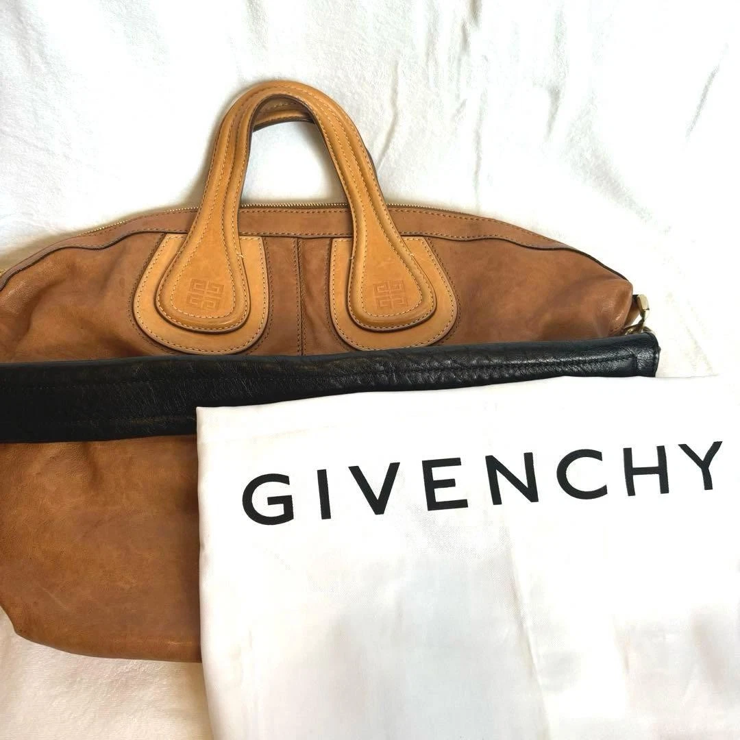 Givenchy — GIVENCHY Nightingale Camel 2-Way Leather Handbag/Shoulder Bag Auth w/ Dust Bag