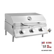 Tabletop Gas Grill Stainless Steel Portable Propane Grill, with Built 3-Burner