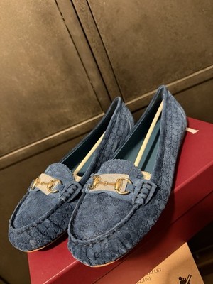 Gucci Damen Wildleder Blau Horsebit GG Monogramm Halbschuhe Größe 8UK/EU41