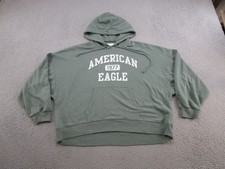 American Eagle Spell Out Pullover Green Hoodie Sweatshirt Oversized Size M Baggy