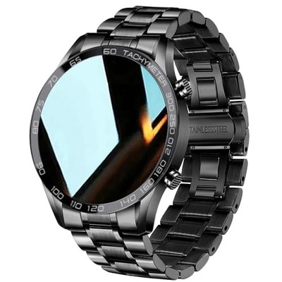 Men Smart Watch for Android iOS, Bluetooth Calls Voice Chat with Heart A-Black
