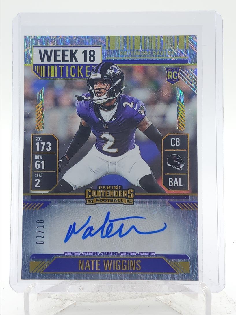 NATE WIGGINS 2024 CONTENDERS WEEK 18 TICKET ROOKIE VARIATION RC AUTO /18 Q1062