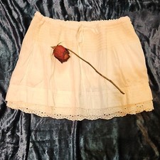 "Fairecore" Y2K Abercrombie  Fitch Eyelet Cotton Skirt XS Drawstring Ruffle