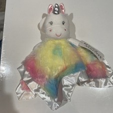 Baby Starters Unicorn Lovey Blanket Rainbow Tie Dye Soft Plush Satin Rashti