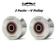 2 Packs V Groove Bearing Pulley Wheel Stainless Steel Roller Wheel Pulley Block