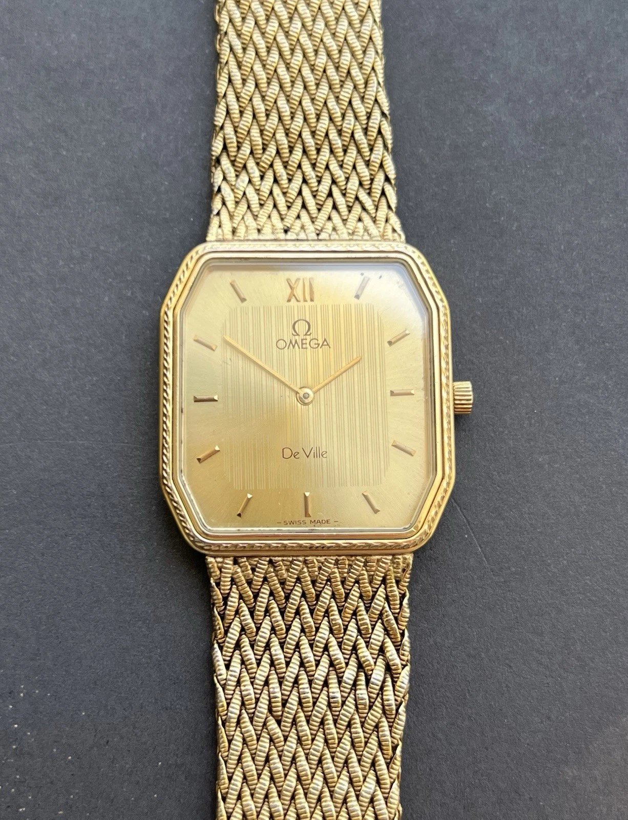 Omega — Vintage Omega DeVille 191.0190 RGP 10k, Gold filled bracelet quartz men Read Des