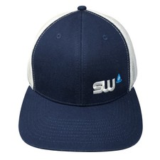 SW Snapback Mesh Back Trucker Hat Blue One Size Embroidered Outdoor