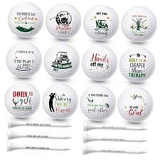 18 Pcs Funny Golf Balls Gifts Set 12 Humor Golf Balls and 6 Tees Humor Style