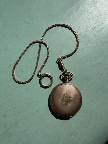 Antique Early 1900’s Gold Filled Elgin Hunter Pocket Watch With Krementz Chain