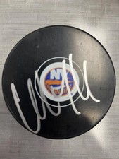Calvin Dehaan New York Islanders signed logo puck Coa 