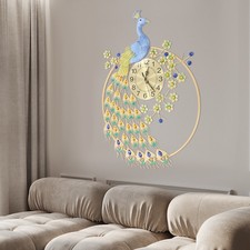 Wall Mounted Clock Peacock Shape Battery Powered For Living/Dinning Room Decor