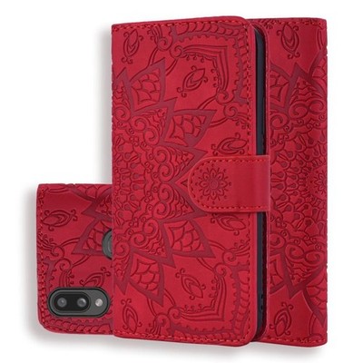 Für Galaxy A10s Calf Pattern Mandala Double Folding Design Ledertasche gof