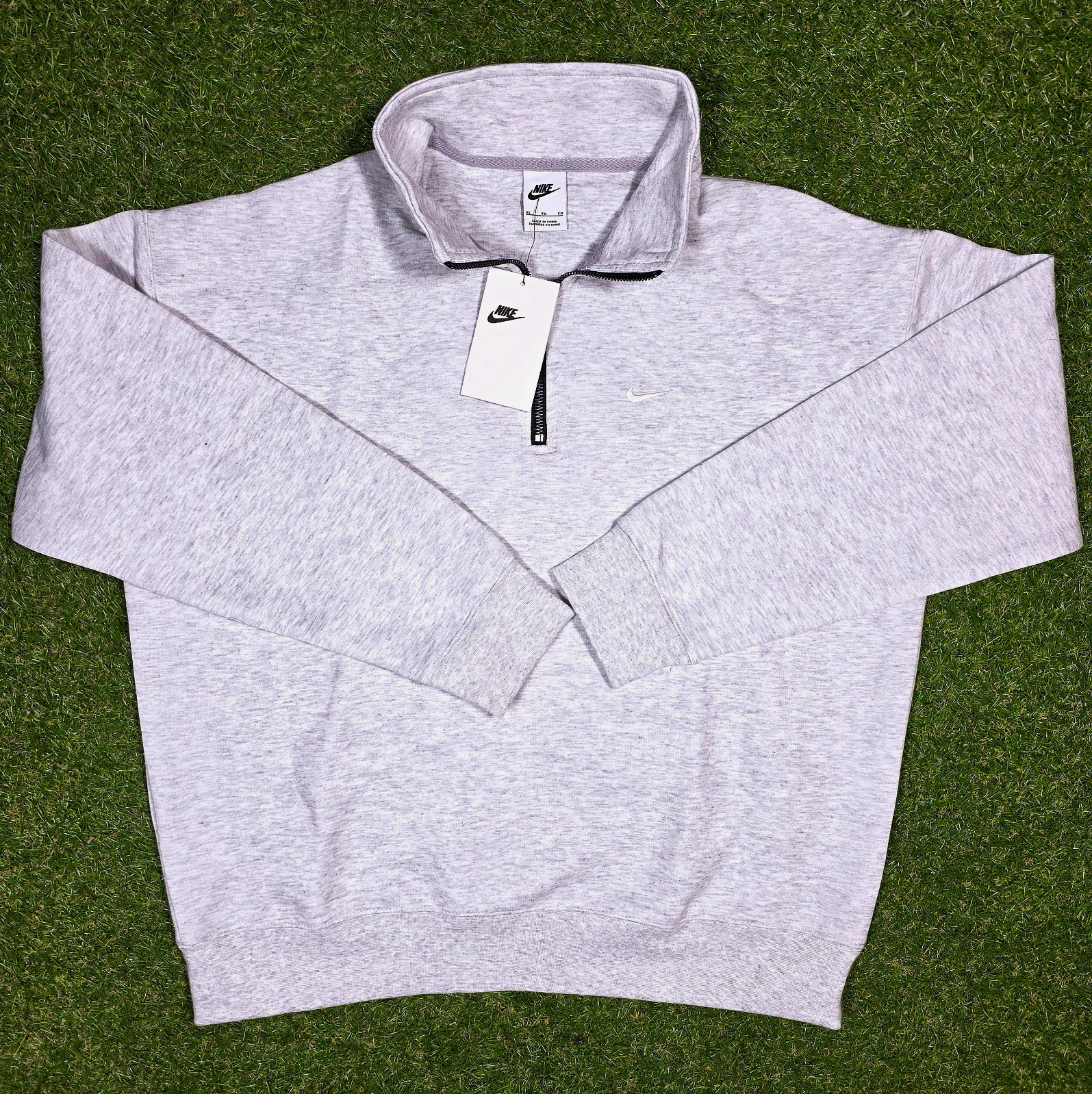 Nike Men's Gray Quarter Zip Pullover Sweatshirt Mock Neck Long Sleeve XL