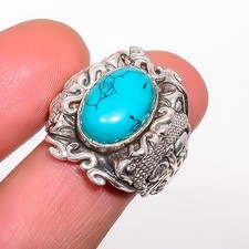 Turquoise 925 Sterling Silver Handmade Boho Ring s.7 R1119-53