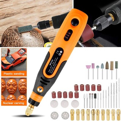 46Tlg Mini Dremel Multifunktionswerkzeug Set USB Akku für Mehrzweck Drehwerkzeug