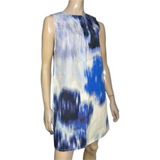 Carolina Herrera Women’s Size 6 Blue White Watercolor Abstract Print Mini Dress