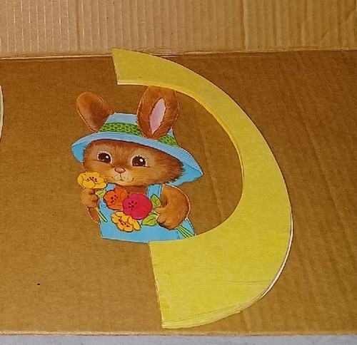 Vintage Eureka 11" Tissue Bunny In Easter Egg Honeycomb Centerpiece - Picture 12 of 12