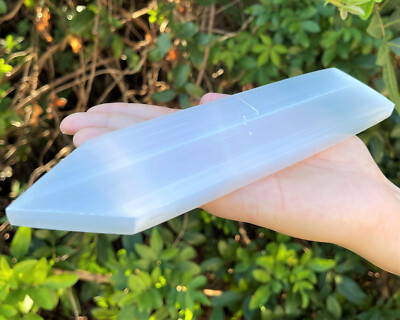 LARGE 8'' Polished Selenite Charging Station With Point, Crystal Selenite Plate
