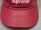 Supreme Leather Camp Cap Red 5 Panel Hat SS21 Bogo Box Logo BOGO Rare Adjustable