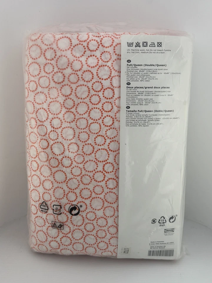 SEALED - IKEA TRADASTER Orange Dotted Circles Duvet Cover & 2 Pillowcase Foto 2 de 4