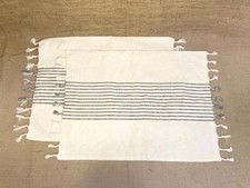 NEW  Hearth  Hand With Magnolia Placemats/ 2 Piece Set White w/ Blue Stripes