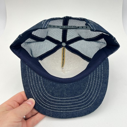 Vintage Florida Trencher Blue Cotton Denim Adjustable Snapback Trucker Cap Hat - Picture 9 of 12