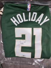 Nike swingman jrue holiday Milwaukee bucks autographed jersey Fanatics Authentic