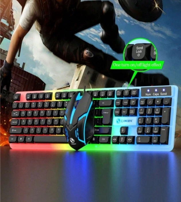 Juego de mouse con teclado brillante GTX350 teclado suspendido mecánico manual ratón para juegos Foto 3 de 4