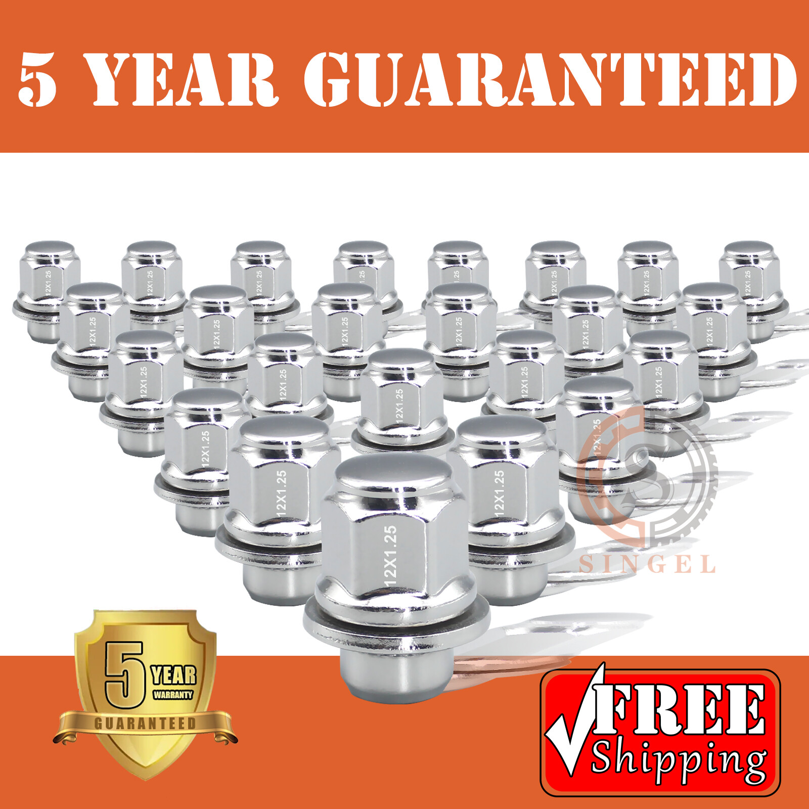 20 Chrome Mag Lug Nut 12X1.25 for Infiniti G35 G37 Q50 Q60 Q45 Nissan