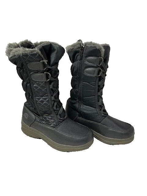 Totes Mujer Gris Con Cordones Cremallera Lateral Alto Invierno Forrado de Piel Botas de Nieve Talla 7 Foto 2 de 4