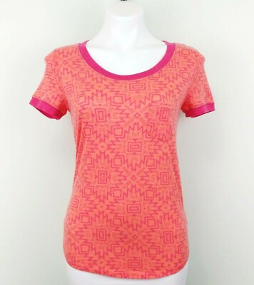 LiLu Women, Junior Shirt, Size Medium, pink, orange, cotton, polyester