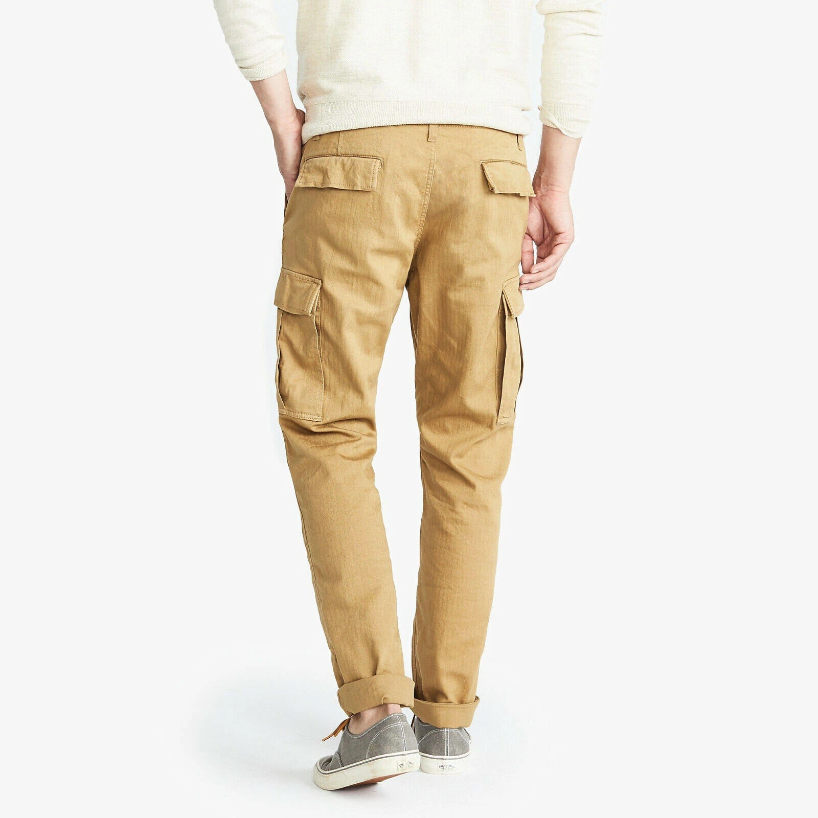 J. Crew 770 Mens Straight Stretch Cargo Pants Garment-dyed Herringbone NEW 32x30