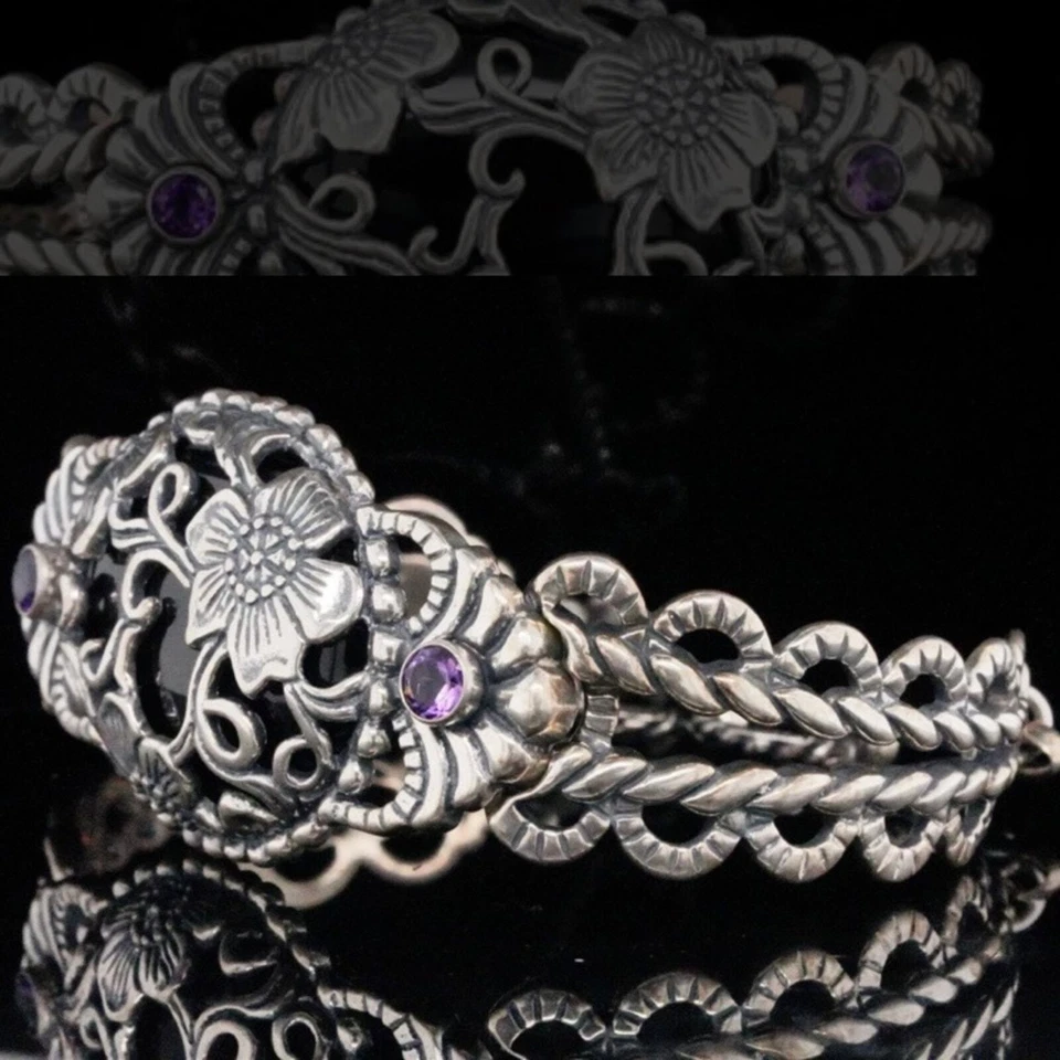 Carolyn Pollack纯银玛瑙和紫水晶手链 — 第 2/4 张图片