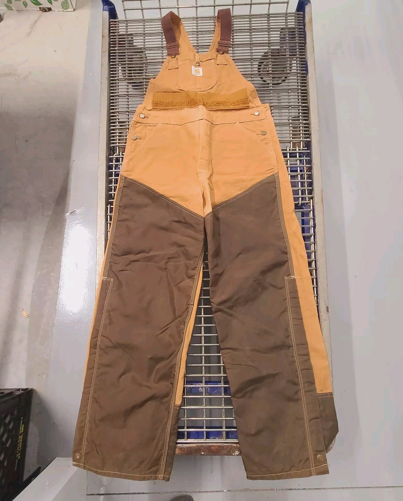 Vintage Carhartt Bib Overalls Brown Canvas Men's 36 x 30 RN14806 Brush